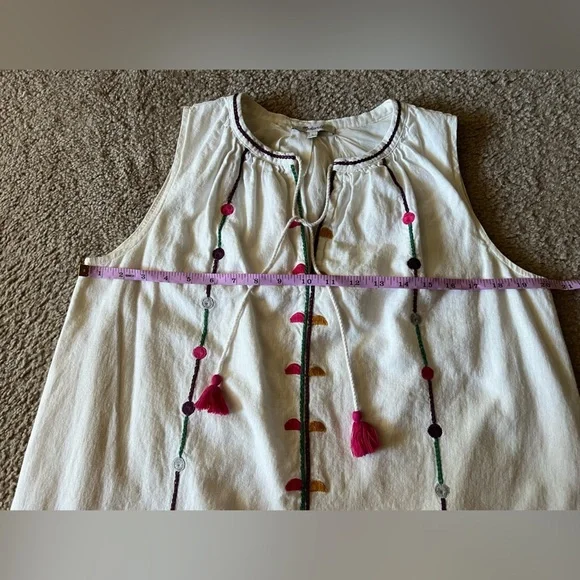 Madewell Willow Embroidered Shift Dress Boho Linen Blend Dress size S Lined - Picture 11 of 12